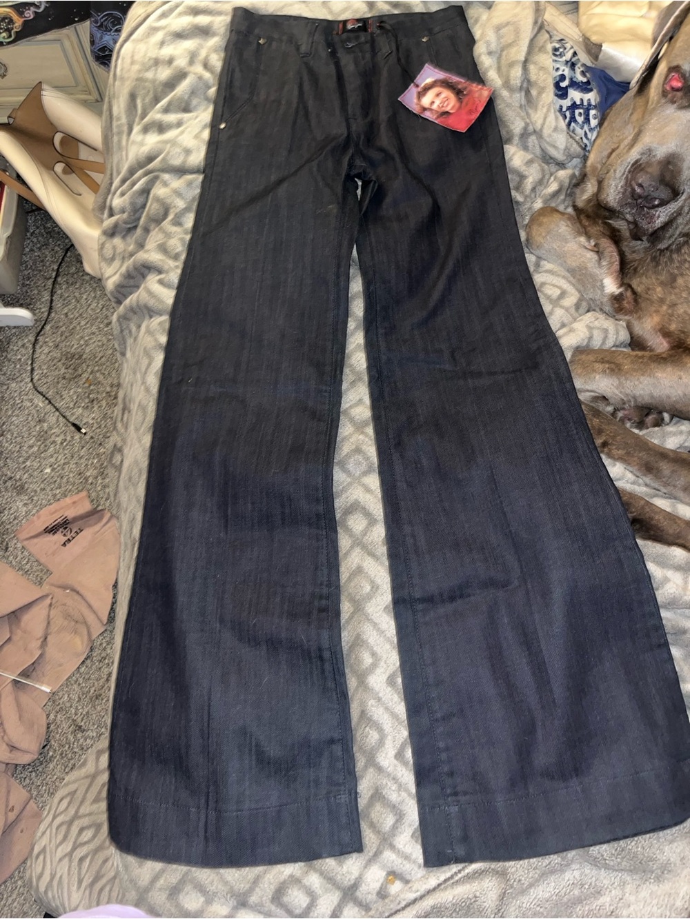 Dark Indigo Wide Leg Flare Jeans - Women's